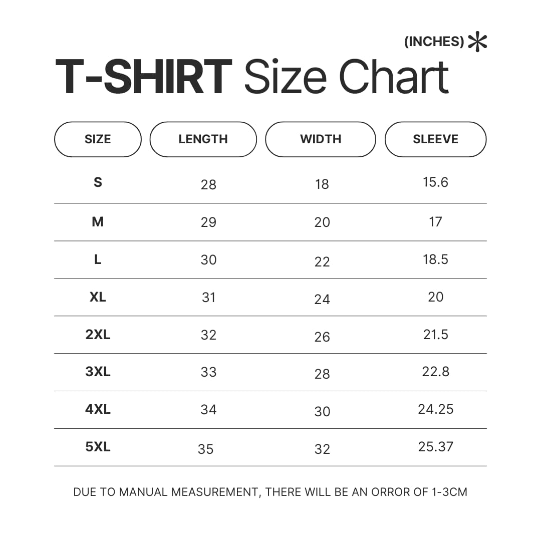 T shirt Size Chart - Boruto Store