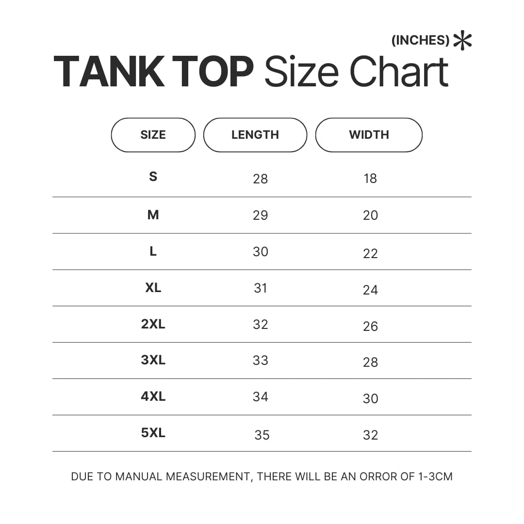 Tank Top Size Chart - Boruto Store