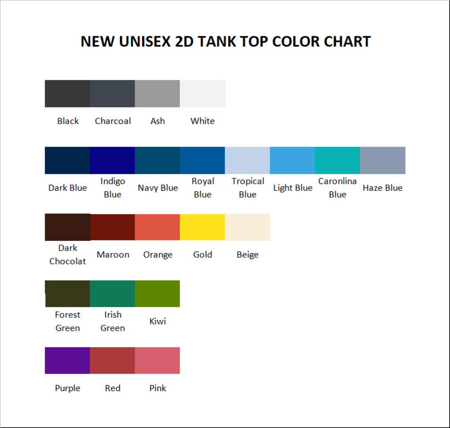 tank top color chart - Boruto Store