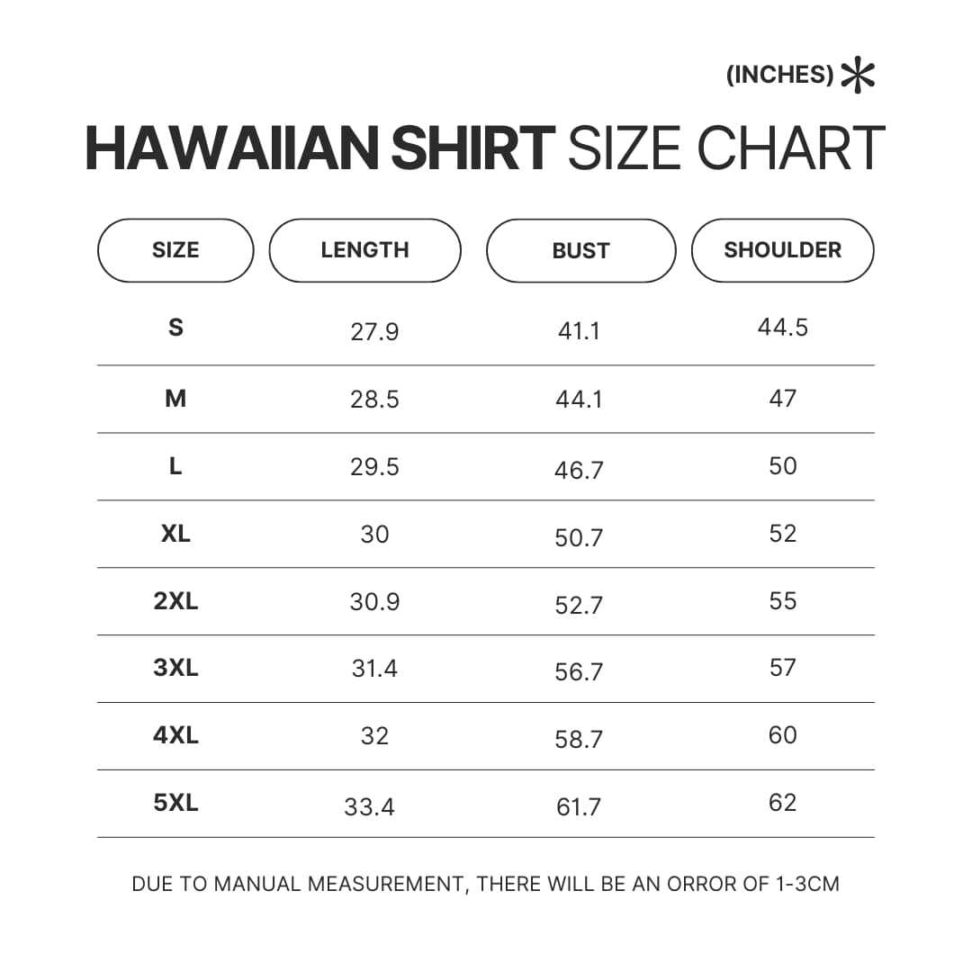 Hawaiian Shirt Size Chart - Boruto Store