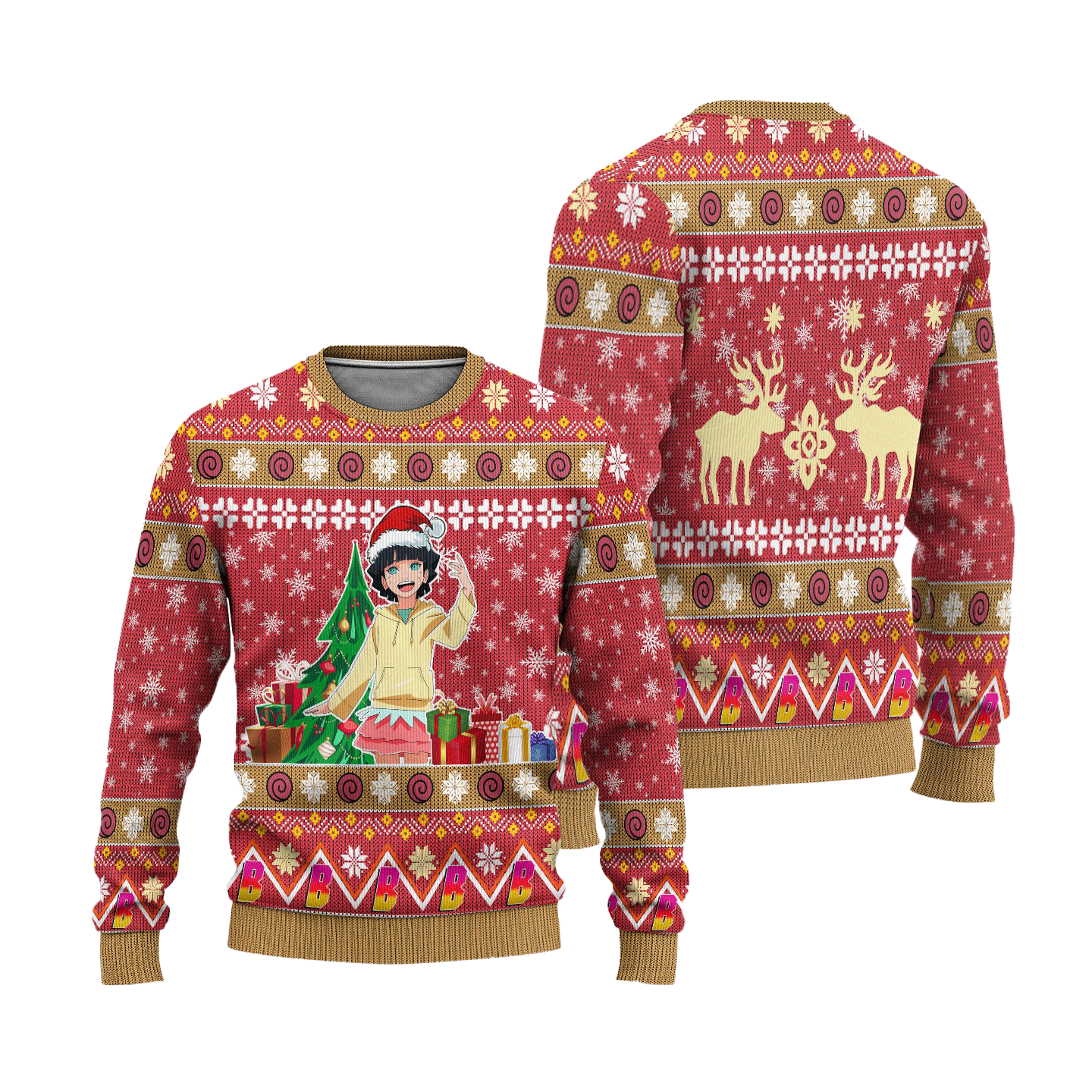 himawari uzumaki anime ugly christmas sweater custom boruto xmas gift 8swdh - Boruto Store